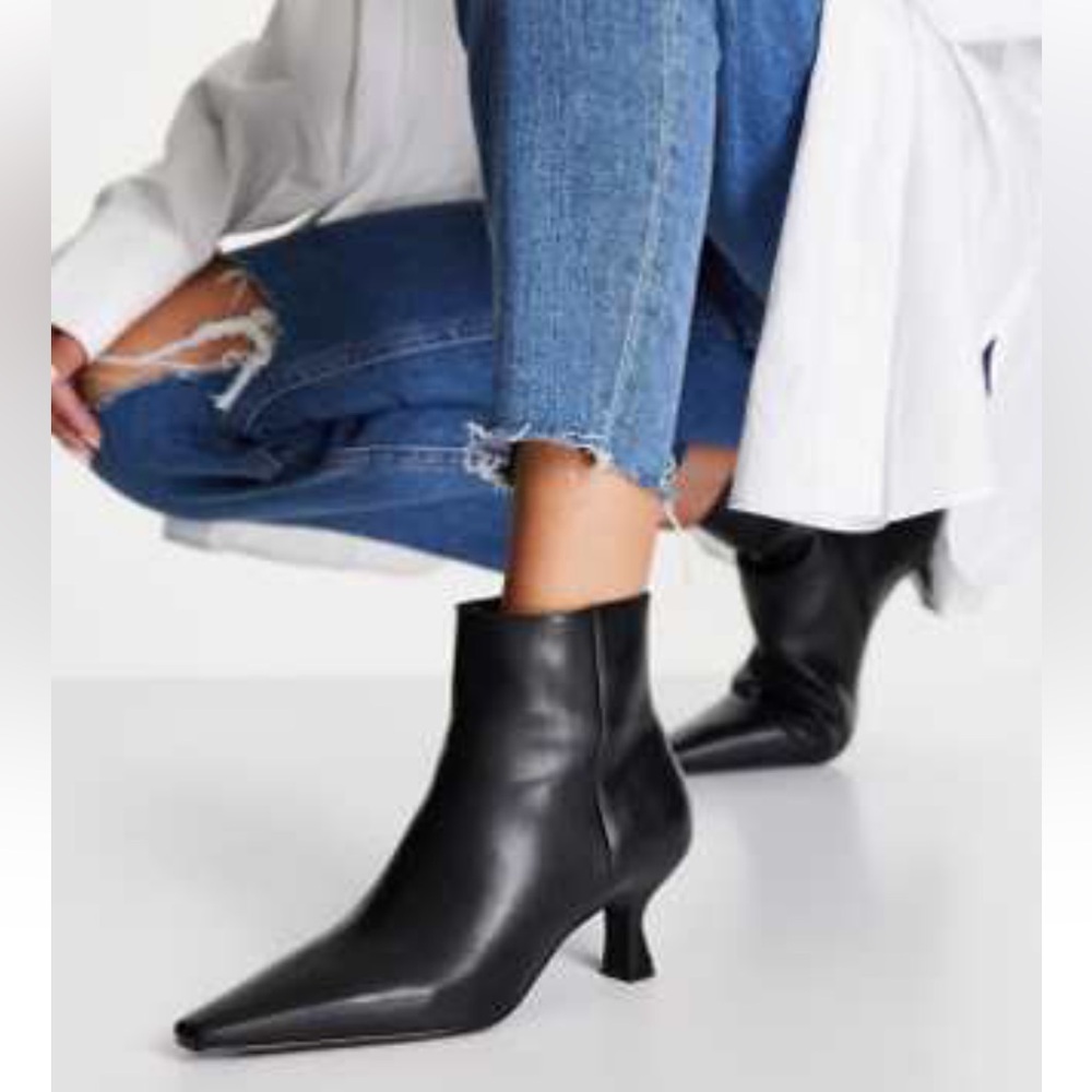 NWT NIB MANGO BLACK ANKLE BOOT FAUX LEATHER EUR 41 (US 10)